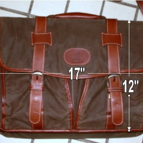 Justin Charles Canvas/leather Piping and Straps Shoulder Bag - Picture 1 of 7